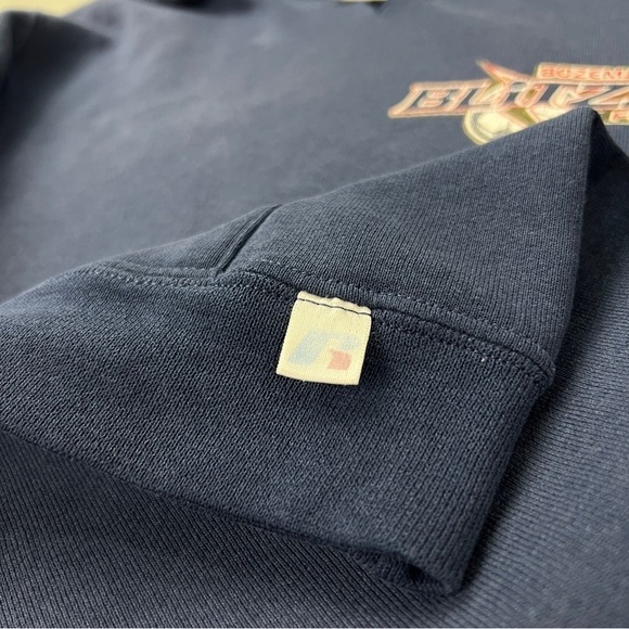 bozeman blitzz fc hoodie vintage 90s russell faded pullover fleece faded navy - Picture 7 of 12
